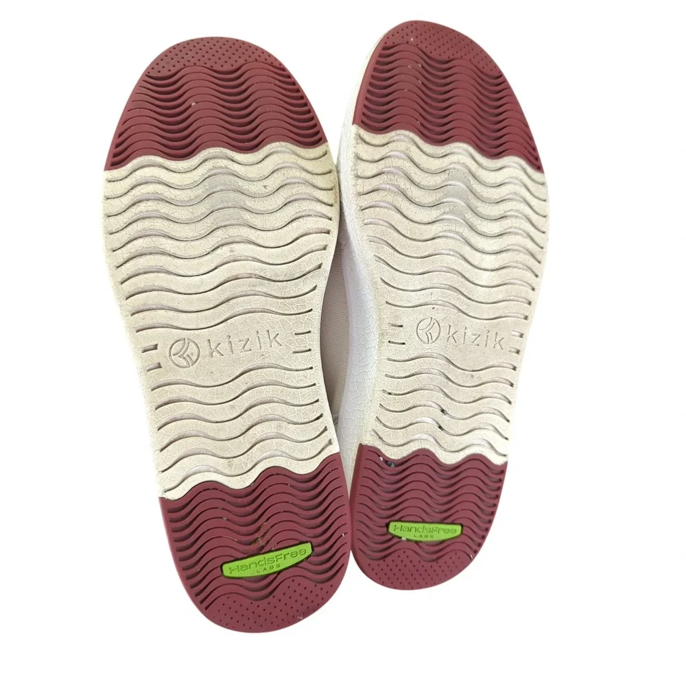 Kizik Prague Men's 8.5 Cream Red Casual Sneakers Hands Free‎ Easy Slip On Shoes